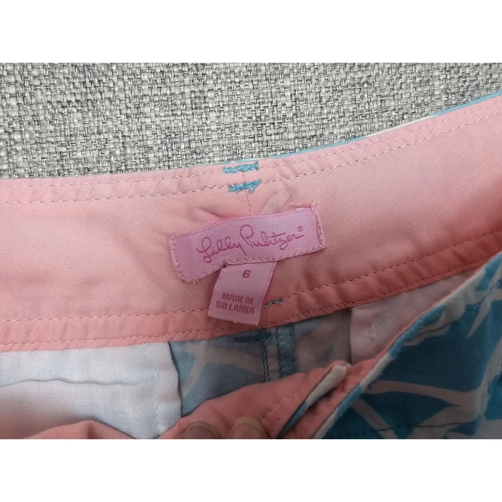 Lilly Pulitzer Shorts Womens 6 Blue Animal Print Chino Summer Casual Beach